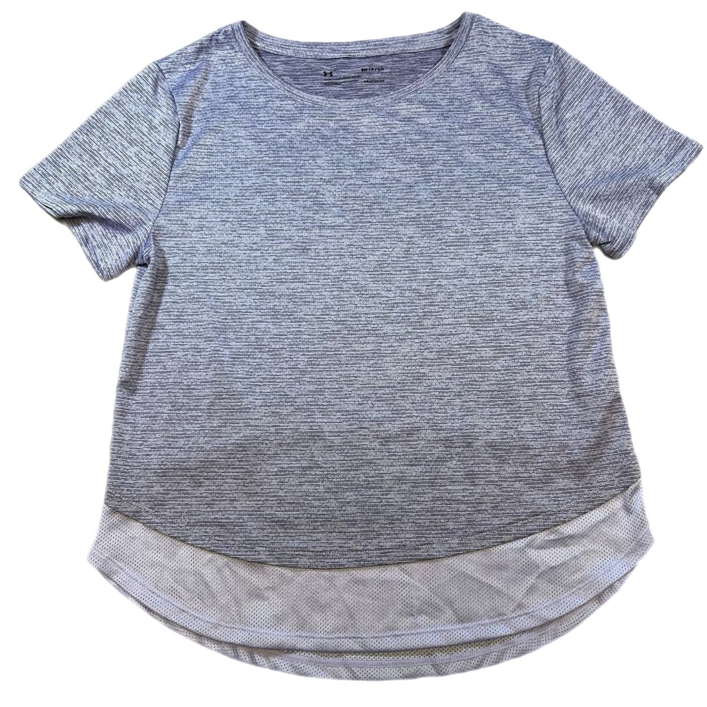Under Armour Heatgear Heathered Light Purple Short Sleeve Activewear Shirt-Small